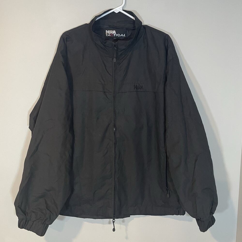 NRA Tactical Jacket Mens XL Black Concealed Carry Quick Access Windbreaker‎